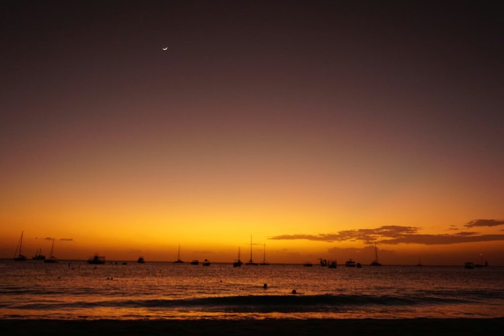 Sunset view at Carlisle Bay, Barbados, a destination known as one of the best caribbean islands for families