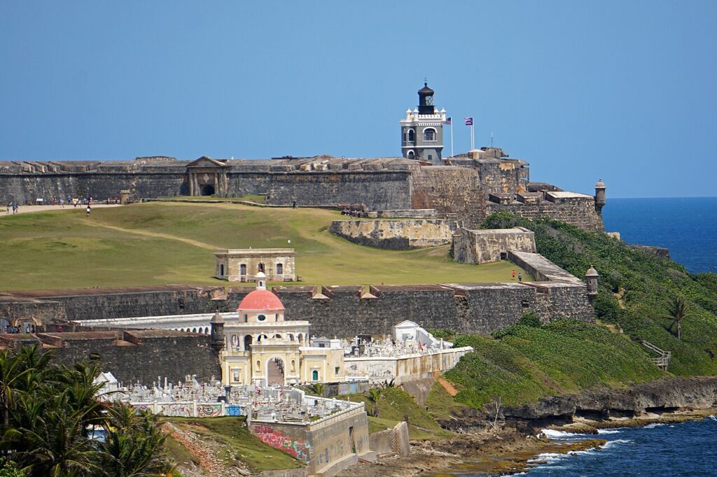 Castillo San Felipe del Morro on a cliff, solving what to do in san juan puerto rico.