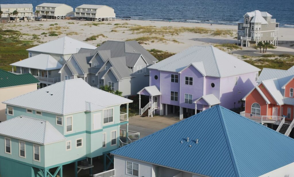 Colorful beachfront condos in Gulf Shores, Alabama for family vacation ideas on a budget