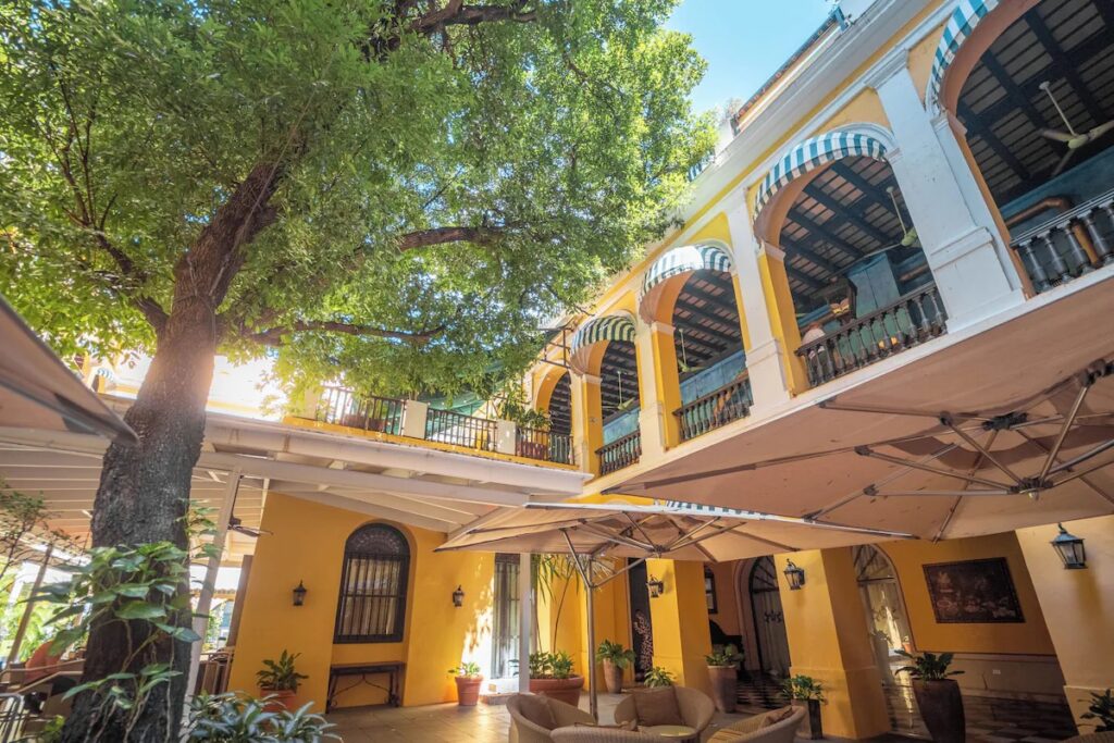Courtyard of Hotel El Convento, one of the top hotels in san juan puerto rico. 