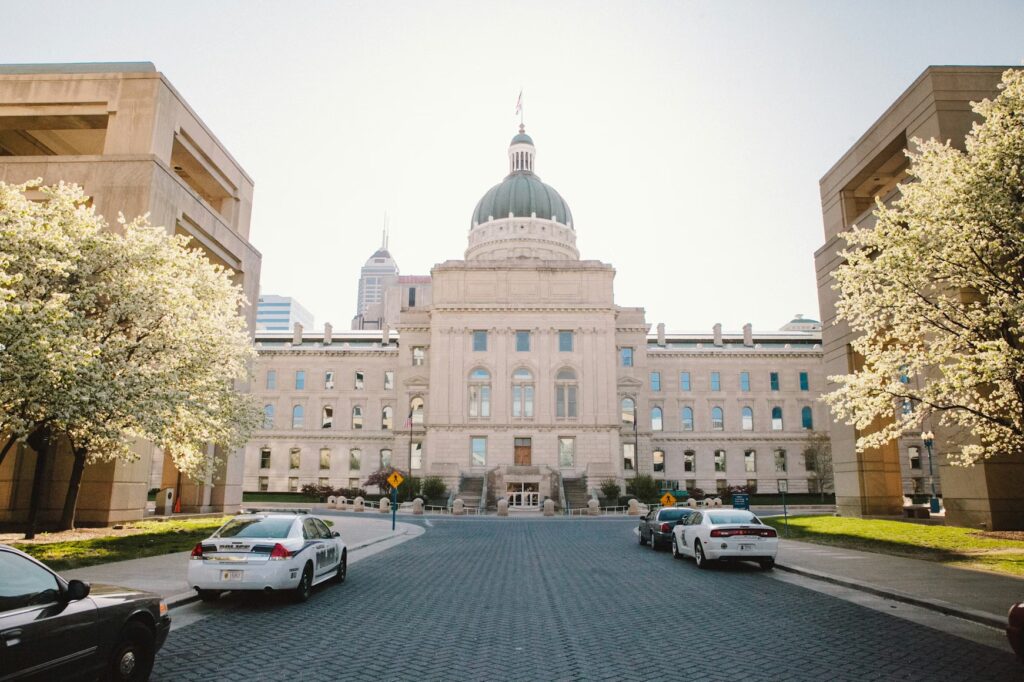 Indiana State Capitol building in Indianapolis, ideal for affordable US family trip