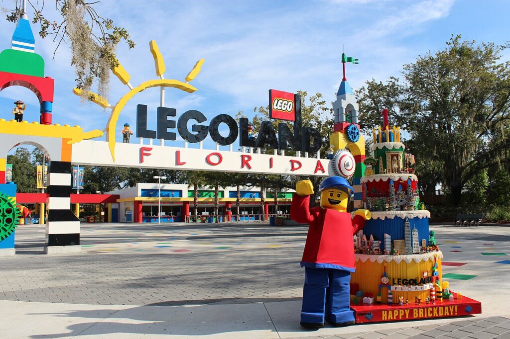 The colorful entrance of LEGOLAND Florida, offering endless kid-friendly activities and attractions