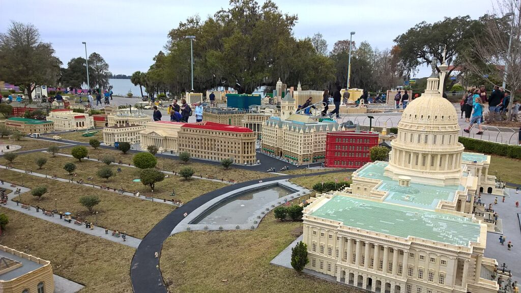 An intricate LEGO model of the US Capitol, sparking imagination during fun vacations for kids
