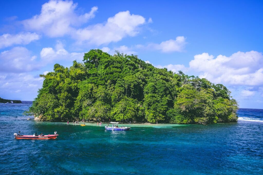 The lush, green coastline of Port Antonio, Jamaica, ranking among the cheapest caribbean islands to visit