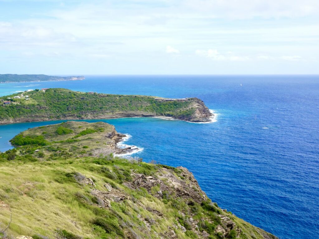 Ocean view from Shirley Heights, Antigua, highlighting one of the safest caribbean islands to visit 
