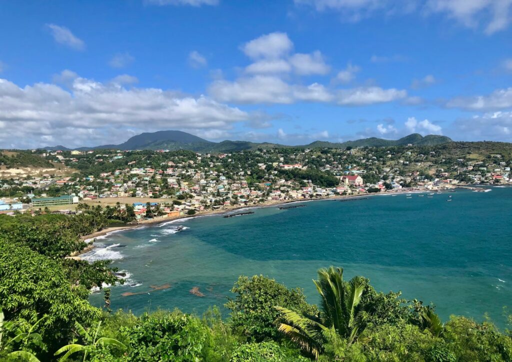 Coastal town overlooking the ocean in St. Lucia, a top pick for caribbean islands to visit 