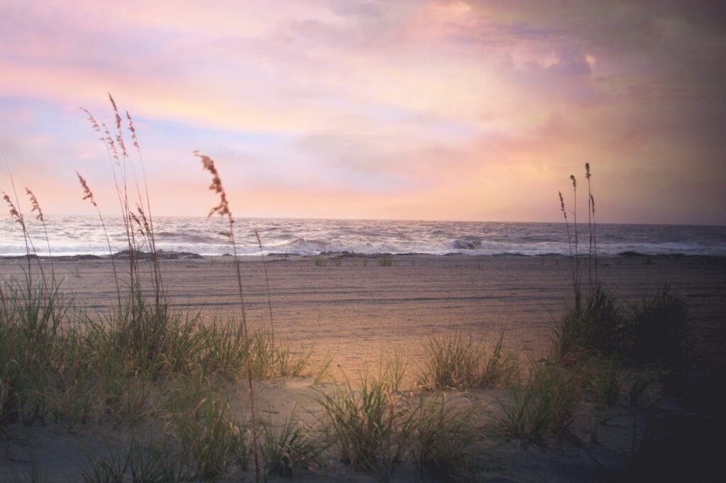 Soft sunset over the beach at Tybee Island, a quiet and relaxing choice for best family vacation spots