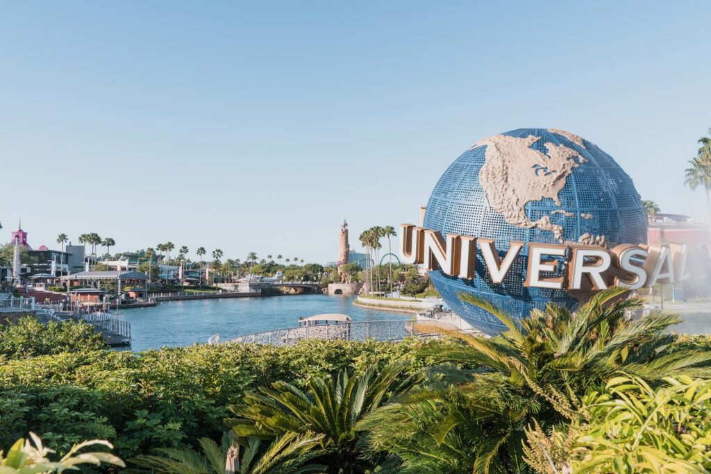The iconic globe entrance at Universal Orlando Resort, a famous landmark for travelers visiting central Florida.