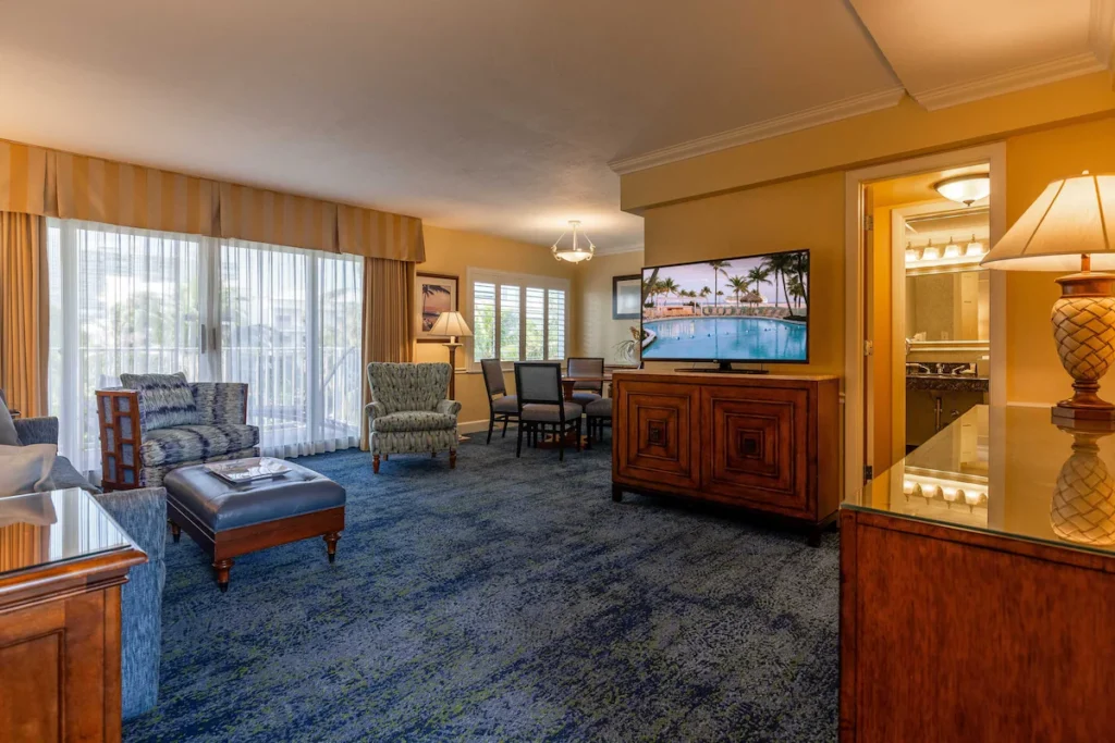 Spacious family suite living room at all inclusive Florida resorts.