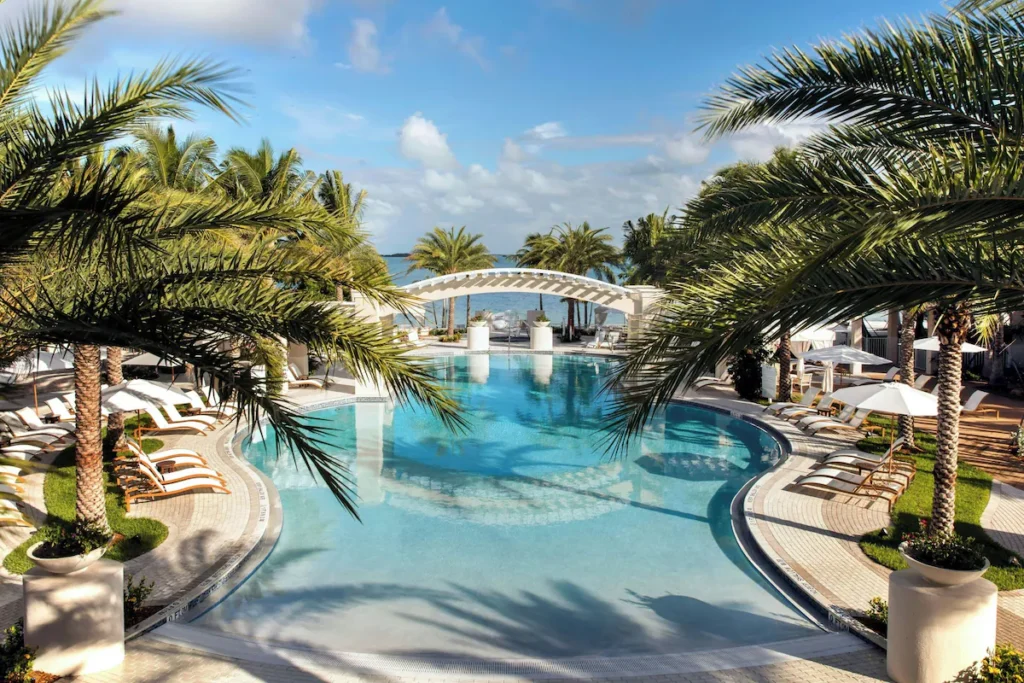 Tropical pool deck for romantic quiet getaways in FL.