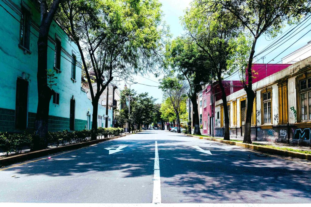 Tree lined street near Bridge of Sighs in Barranco district lima city guide.