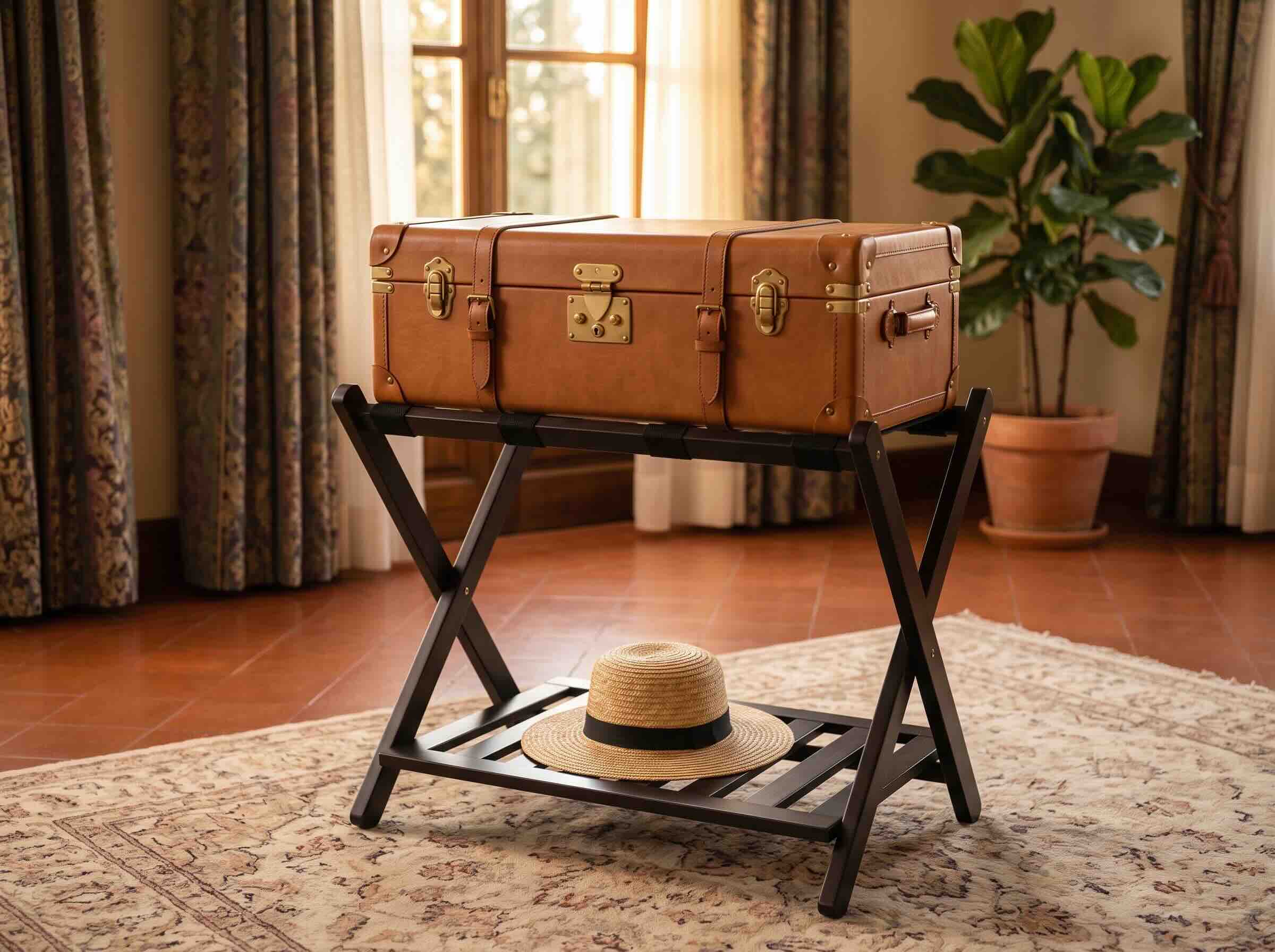 3. Casual Home Wood Luggage Rack