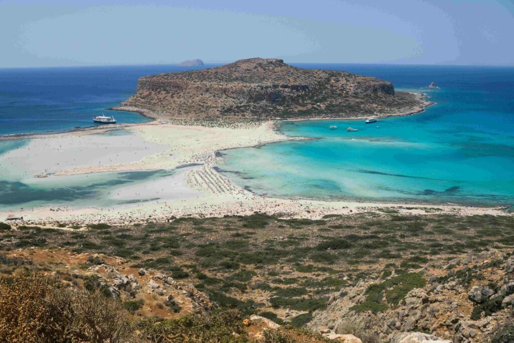 Panoramic coastline and Balos Lagoon in Crete, one of the best cities in Greece to explore.