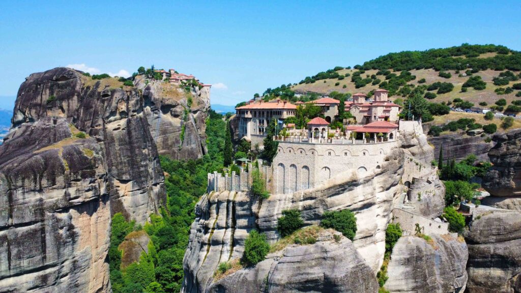 Byzantine monasteries perched high on rock cliffs rank among the best Greece attractions.