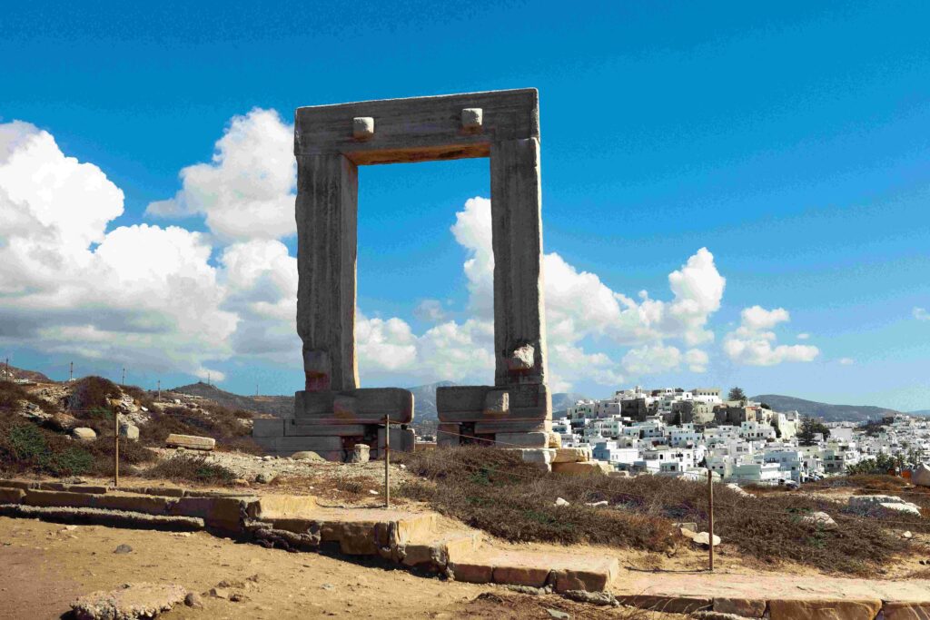 Ancient Portara marble gate in Naxos stands as one of the best Greek islands to visit.