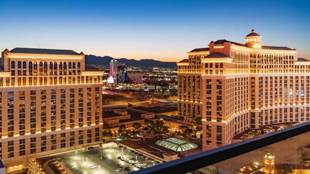 Bellagio Parking (2026): Self-Park, Valet, Fees & Who Parks Free The illuminated exterior of the Bellagio resort and its parking areas at dusk. - Source: Pexels